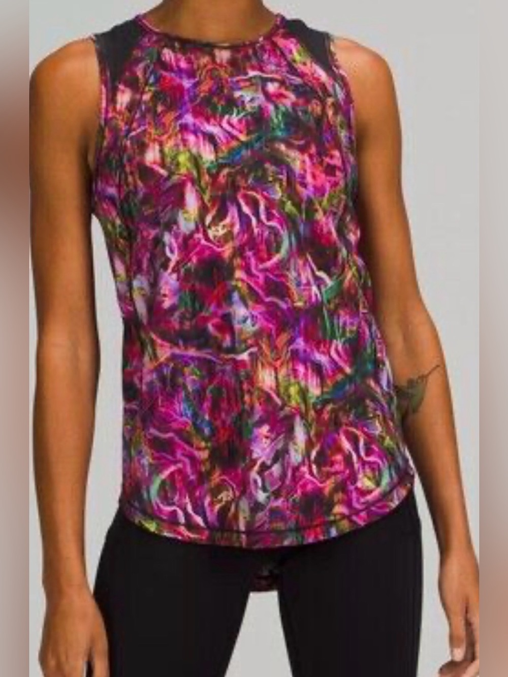 Lululemon High Neck Running & Training Tank Hyper Flow Pink Multi